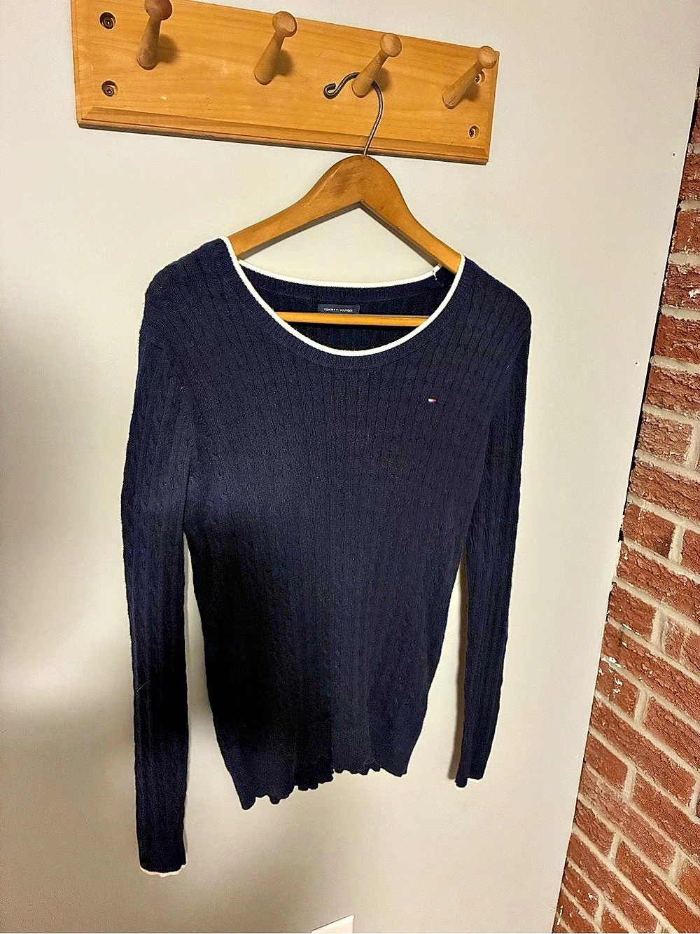 Tommy Hilfiger Ribbed Crew Neck Sweater Blue Size Small